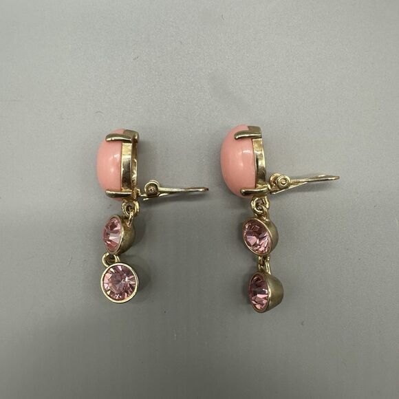 Vintage Faux Coral Glass Designer Runway Earrings Clips - Picture 3 of 7